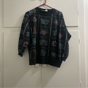 Vintage 90’s Black BACIO Sweatshirt with Floral Design